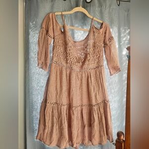 Elegant Lace Dusty Rose BOHO Dress